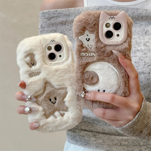 Soft Plush Cute Star Moon Phone Case