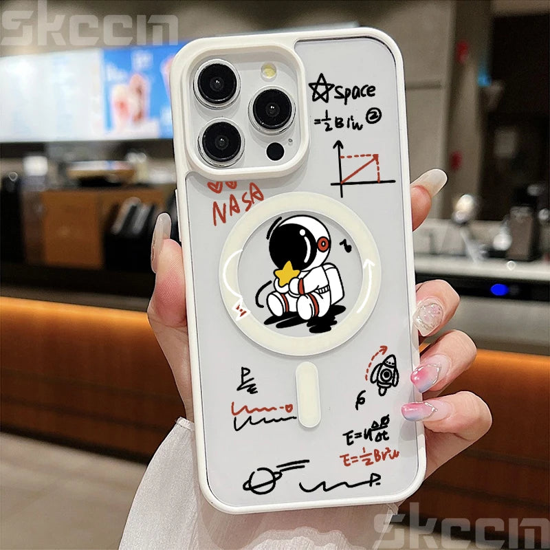 Magnetic Astronaut Clear Phone Case For iPhone
