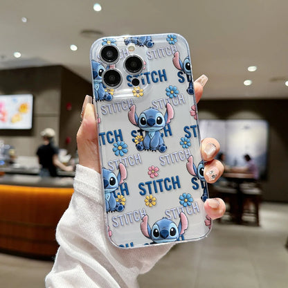 Disney Plush Stitch Love Phone Case Shockproof Cover  For iPhone
