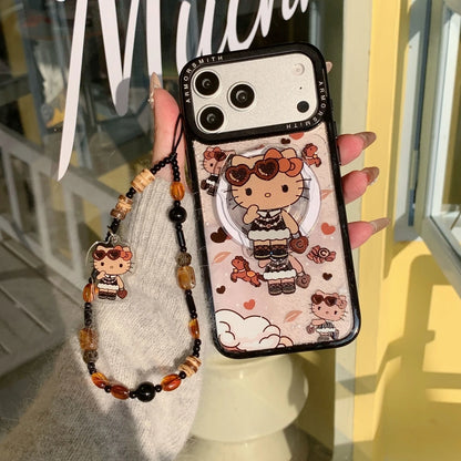 Magnetic Grip Holder Magsafe Wireless Charge Sanrio Hello Kitty Phone Case For iPhone