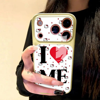 Creative Cartoon Cat Love Acrylic Large Window All Inclusive Phone Case For iPhone