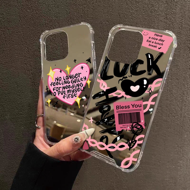 Lucky Love Pattern Mirror Acrylic Phone Case