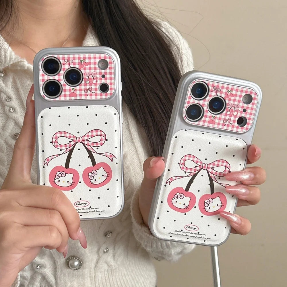 Cute KT Cherry Large Window Hot Sale Phone Case For iPhone