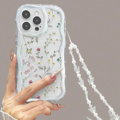 Colorful Flower Wavy Cream Print Phone Case For iPhone