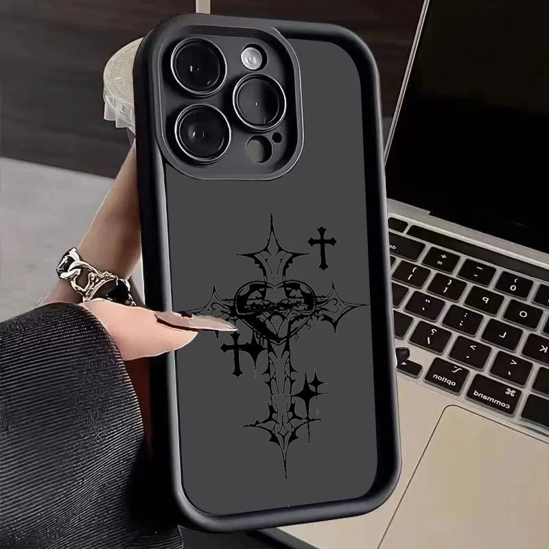 Luxury Black Cross Print Phone Case