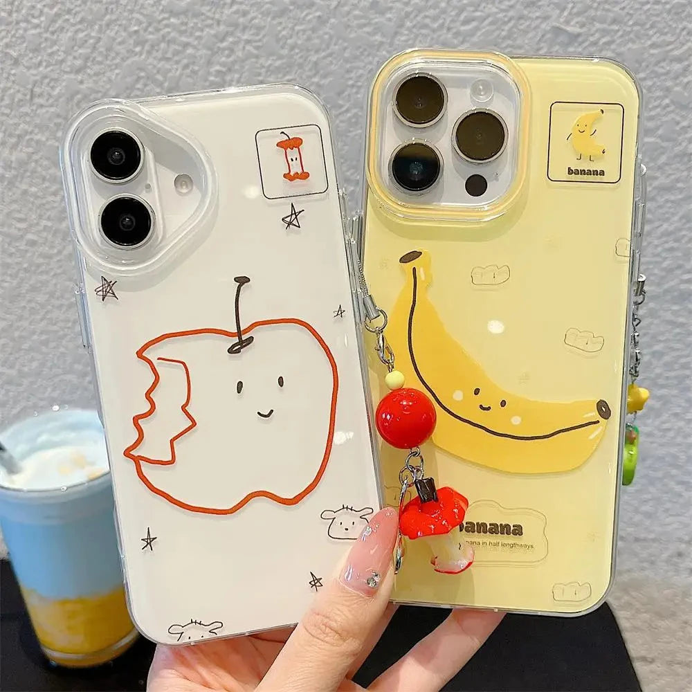 Funny Bite Apple Banana Phone Case For iPhone