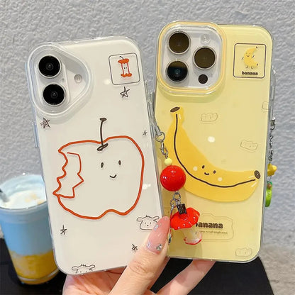 Funny Bite Apple Banana Phone Case For iPhone