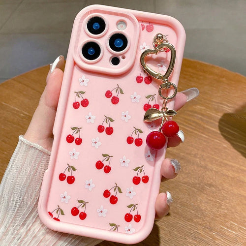 Cute 3D Cherry Pendant Charm Pattern Phone Case For iPhone