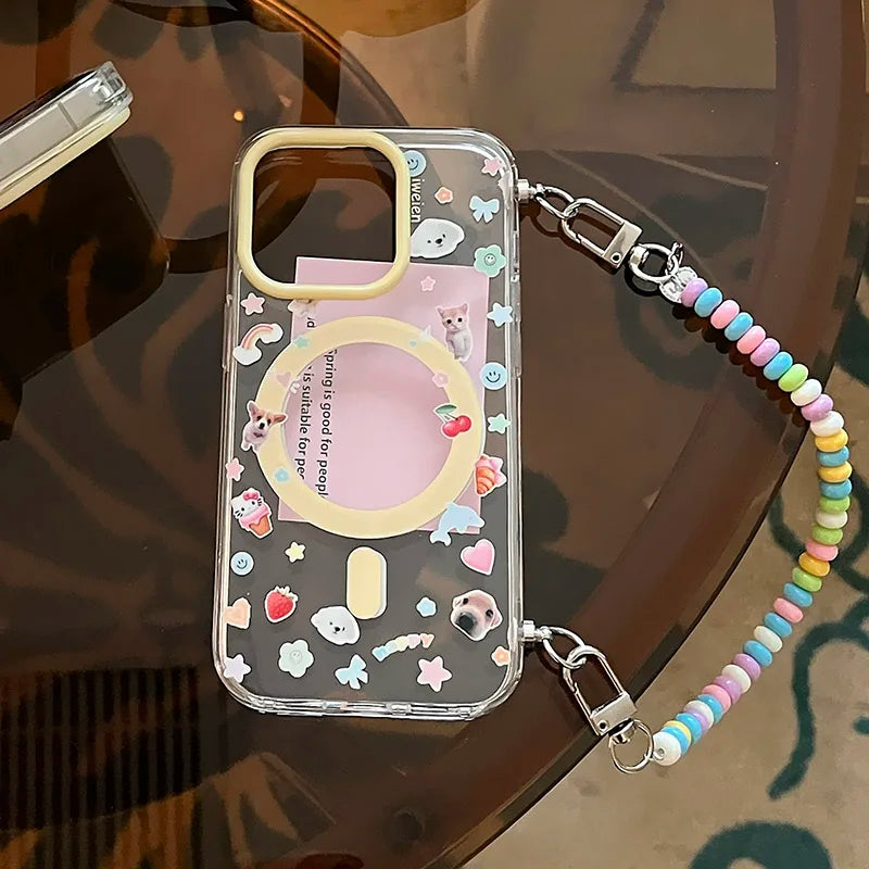 Clear Cute Puppy Magnetic Stand Phone Case