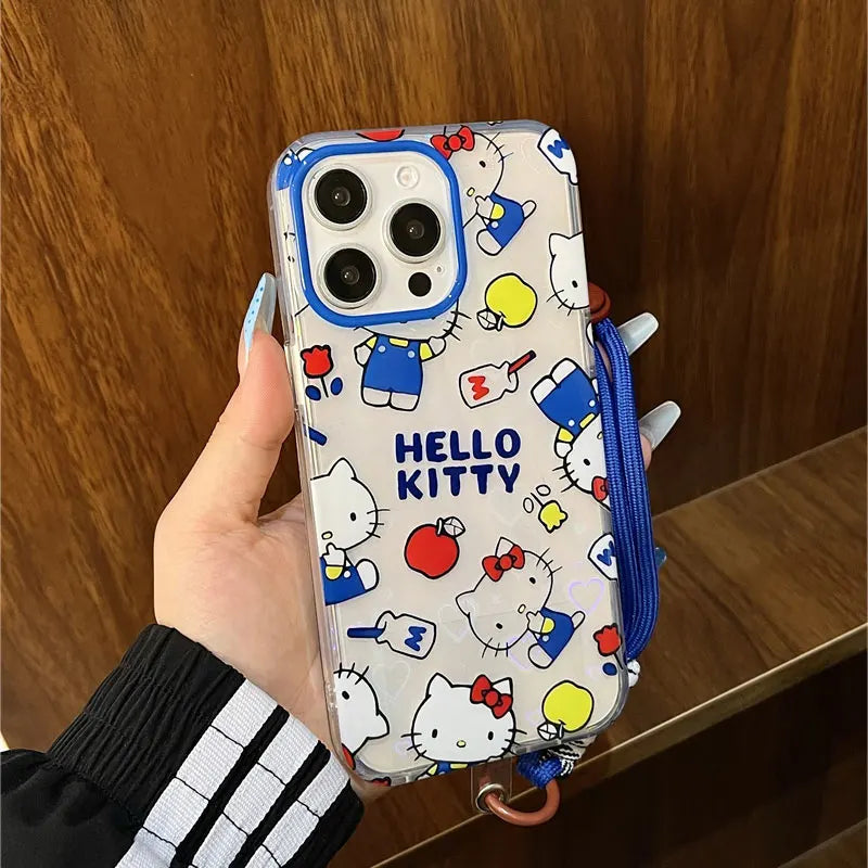 Hello Kitty Bow Mirror Blue Milk Phone Case For iPhone