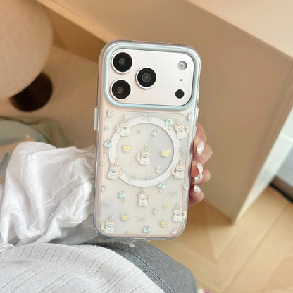 Korean Cartoon Kitten Fold 360° Rotate Magnetic Bracket Phone Case For iPhone