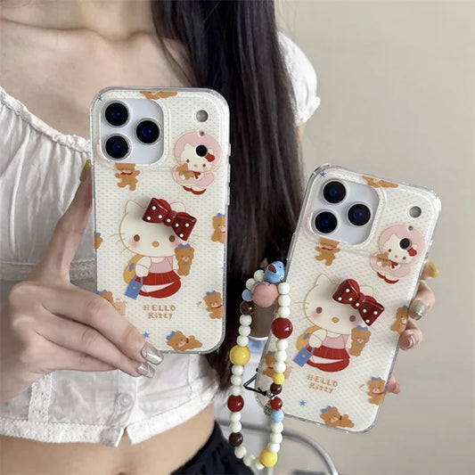 Korean Cute 3D Bow Hellokitty Ploka Dot Phone Case For iPhone