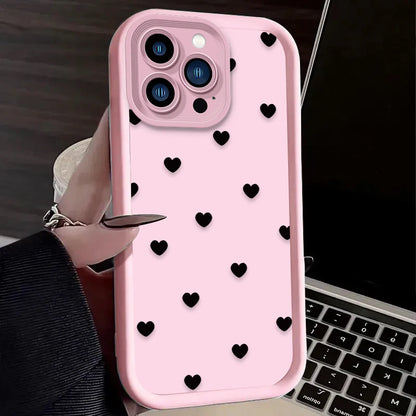 Black Small Love Heart Case For iPhone