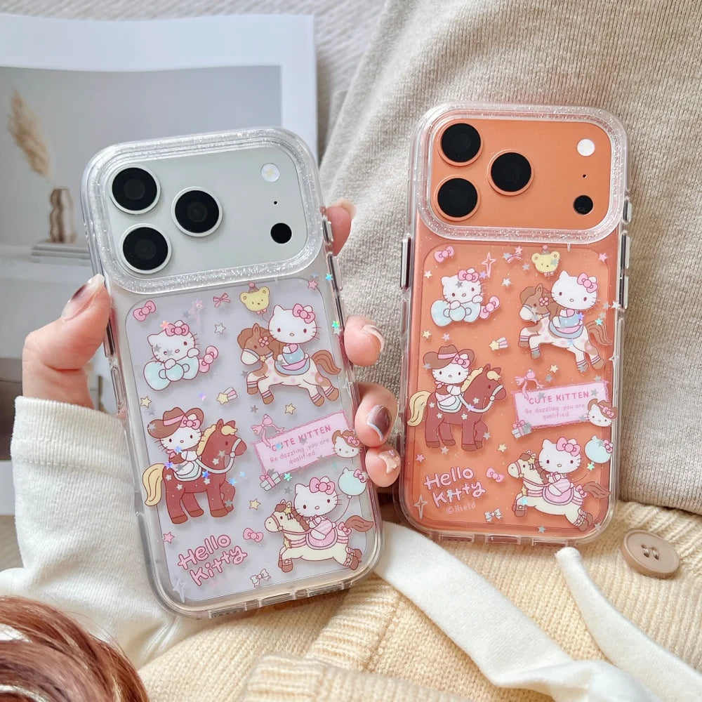 Lovely Cartoon Riding Kitty Phone Case For iPhone