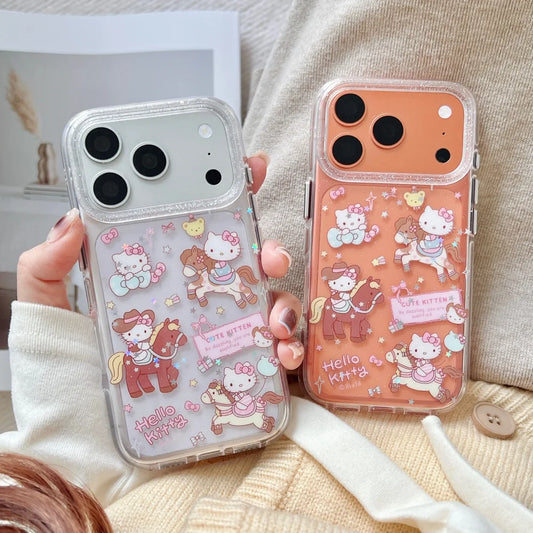 Lovely Cartoon Riding Kitty Phone Case For iPhone