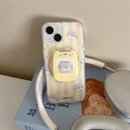 Cute Stripes Cat Magnetic Phone Case