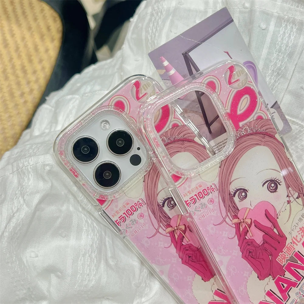 Japan Korean Cute Cartoon Girl kawaii Phone Lanyard Case For iPhone
