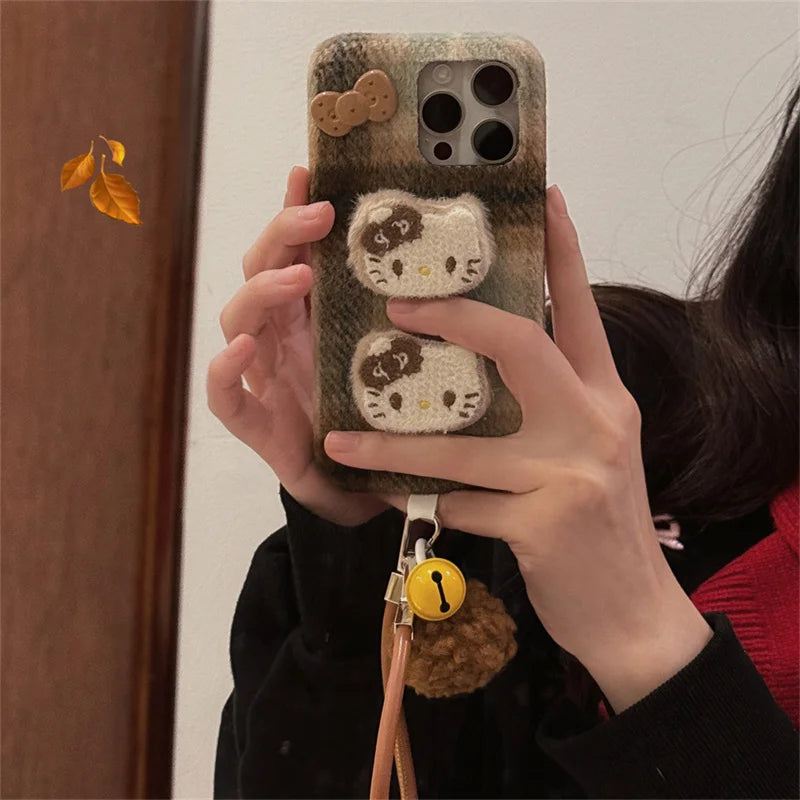 Fashion Winter Plaid Pattern Plush Phone Case For iPhone