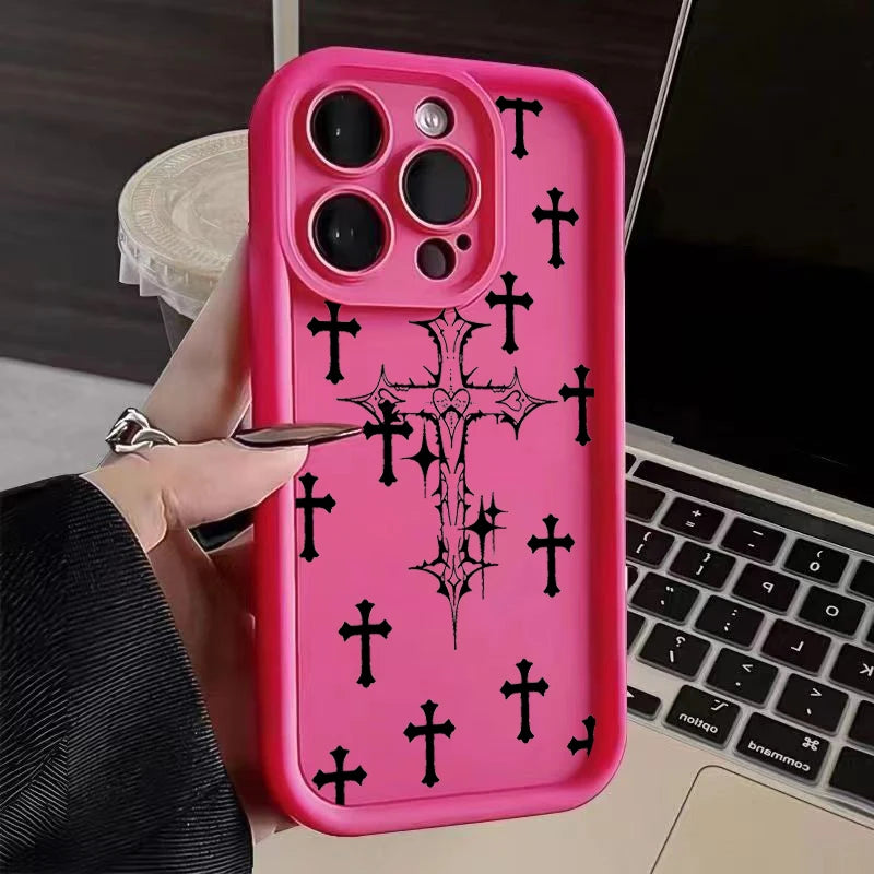 Luxury Black Cross Print Phone Case
