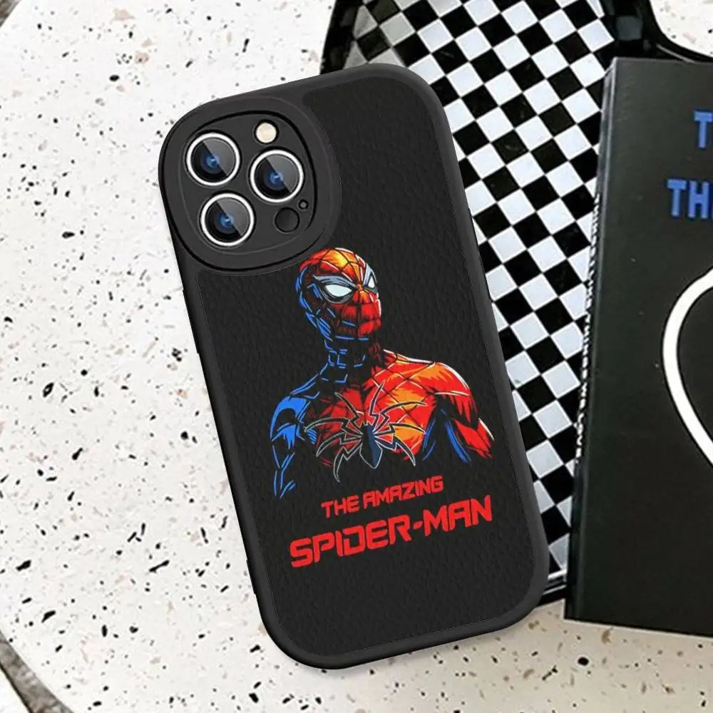 Cartoon Groot Spiderman Phone Case Hard Leather For iPhone