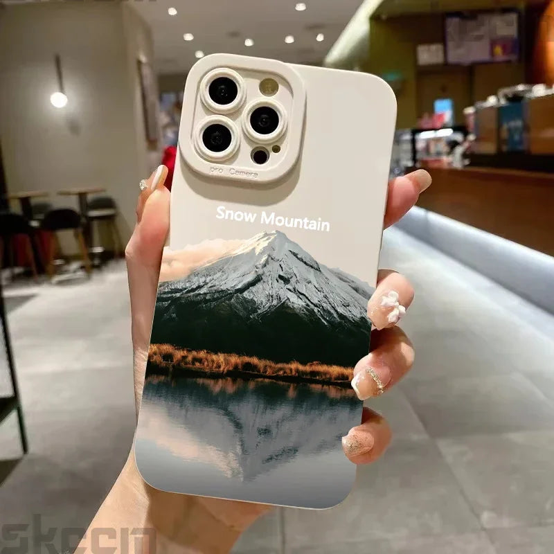 Black Mountain Peak Pattern Phone Case For iPhone