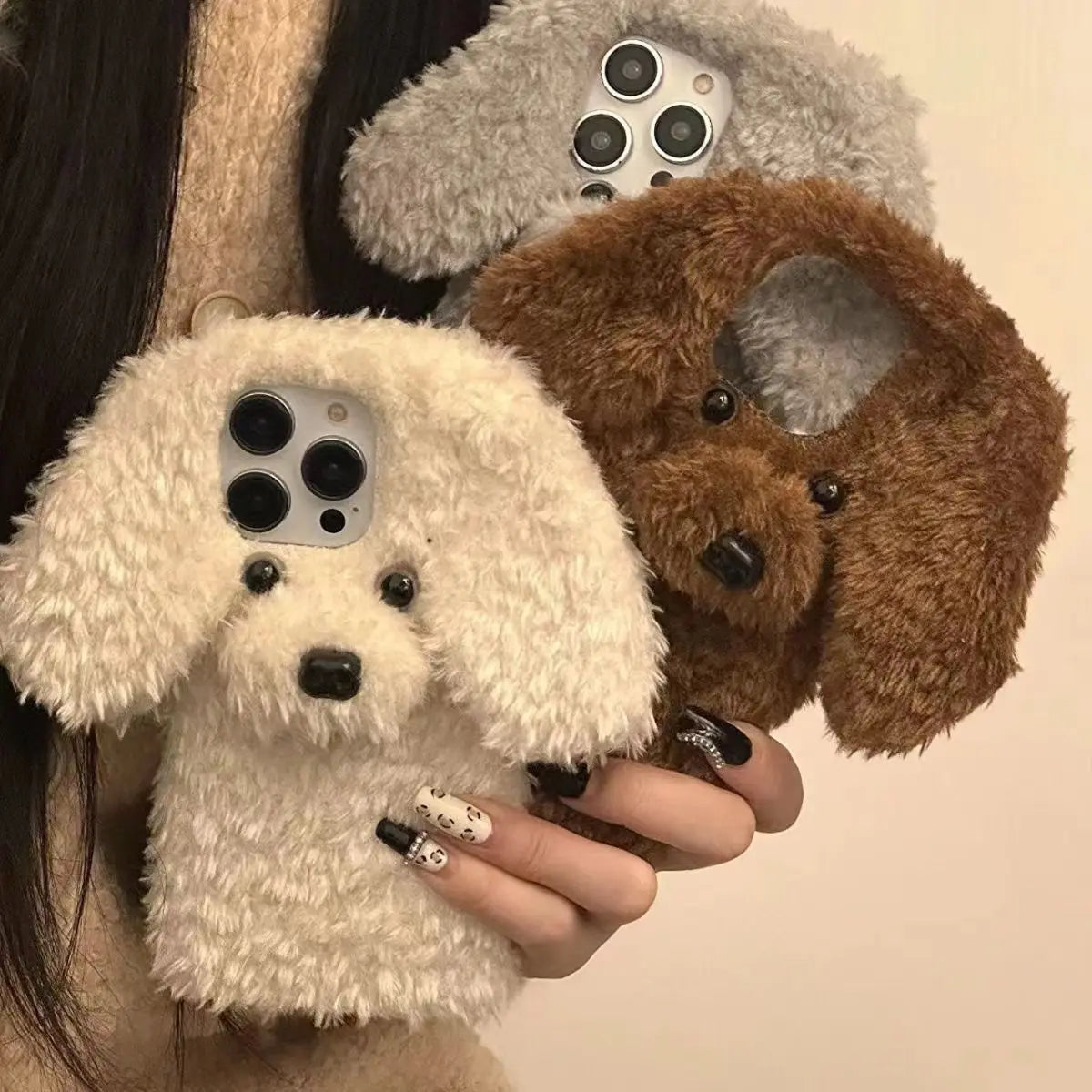 3D Teddy Dog Fluffy Phone Case For iPhone