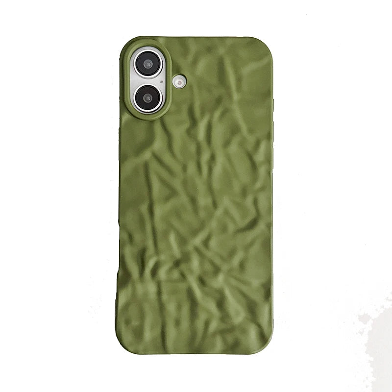 Army Green Wrinkled Pattern Matte Back Phone Case