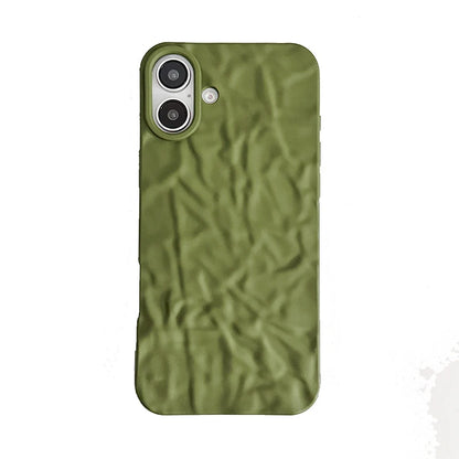 Army Green Wrinkled Pattern Matte Back Phone Case