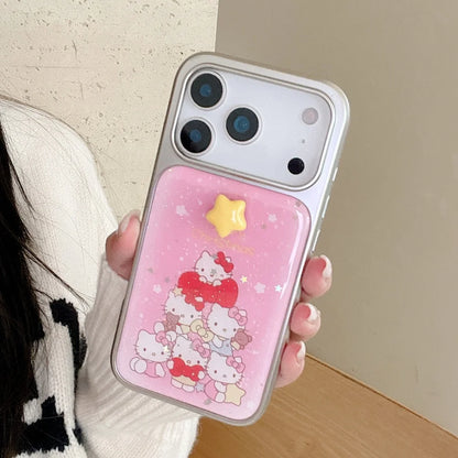 Cute Electroplated Silver Drip Glue Pink Christmas Kitty Phone Case