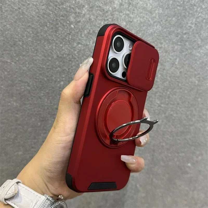Heavy-Duty Rugged Armor Magnetic Bracket Phone Case For iPhone