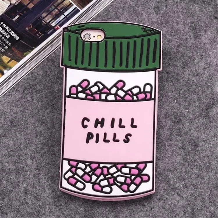 Creative 3D Cartoon Pills Bottle Soft Silicone Phone Case For iPhone