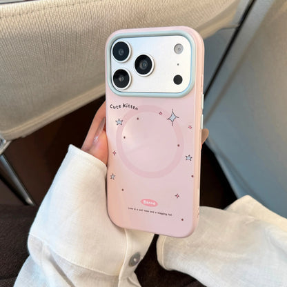 Korean Colorful Stars Cartoon Kitten Puppy Magnetic Holder Phone Case For iPhone