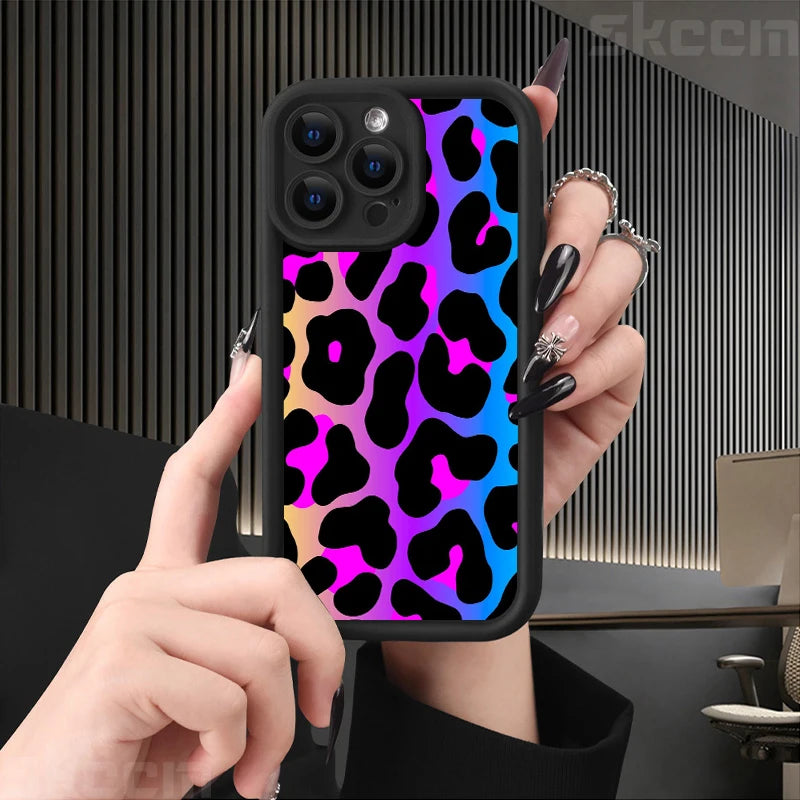 Colorful Leopard Pattern Silicone Soft Phone Case For iPhone