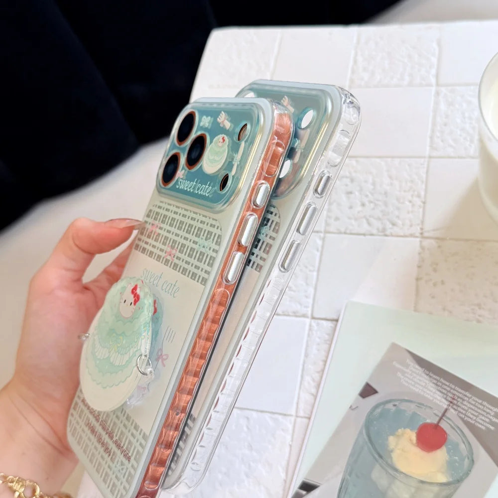 Cute Sanrio Hello Kitty Cake Magnetic Bracket Phone Case For iPhone