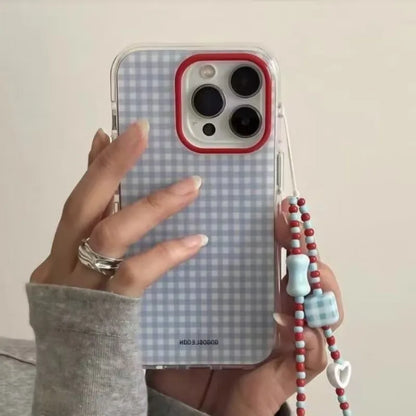 Fashion Blue Checkered Grid Pattern Phone Case For iPhone
