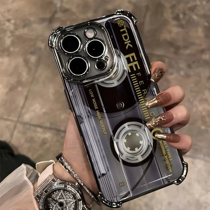 Retro Cassette Pattern Plating Phone Case iPhone