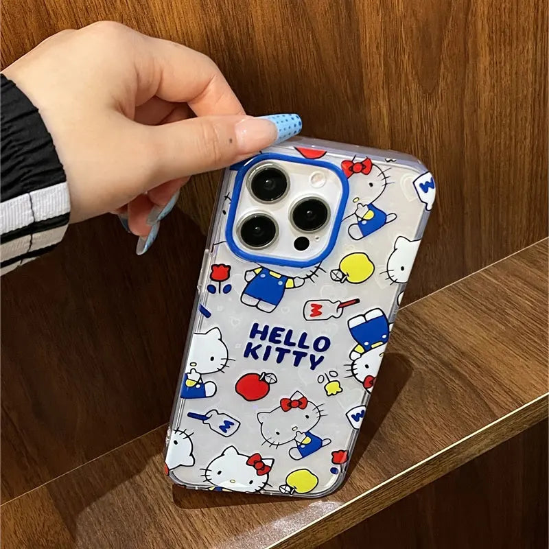 Hello Kitty Bow Mirror Blue Milk Phone Case For iPhone