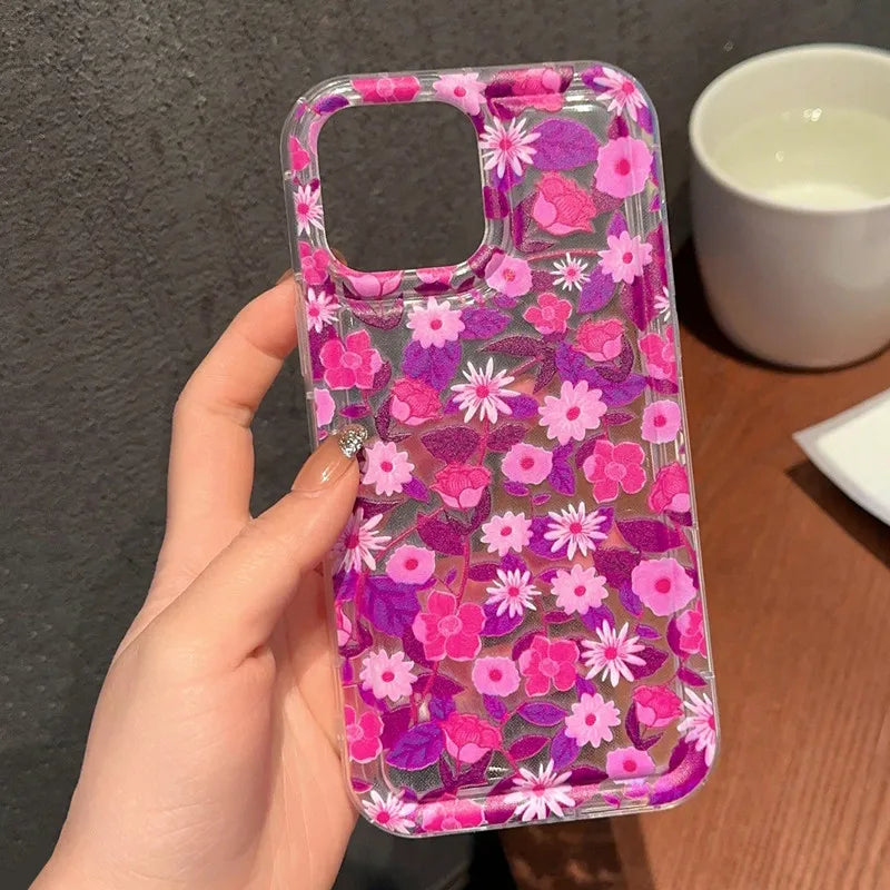 Flowers Graphic Print Clear Phone Case