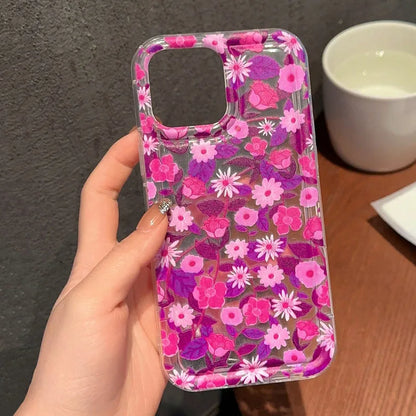 Flowers Graphic Print Clear Phone Case