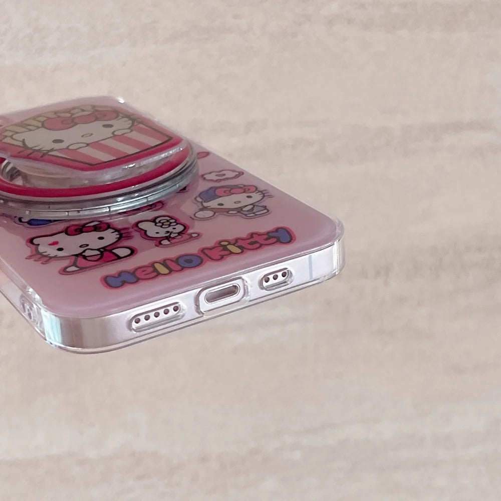 Cute Kitty Magnetic Shell With Bracket Hot Sale Phone Case For iPhone