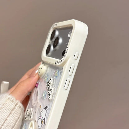 Luxury Cute White Bow Pudding Dog Phone Case For iPhone