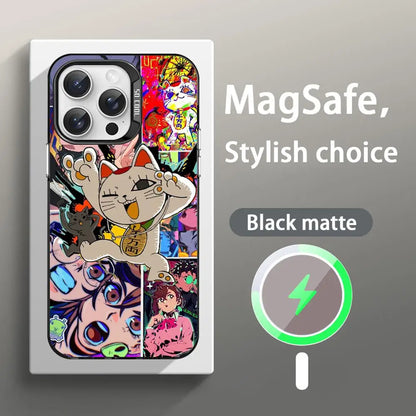 Hot Anime Dandadan Pattern Design Phone Case Magnetic IMD Colorful Silver Case For iPhone