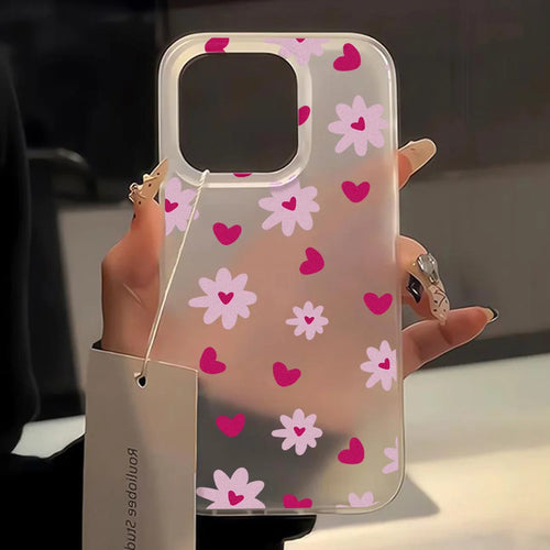 Cute Flower Love Heart Phone Case For iPhone