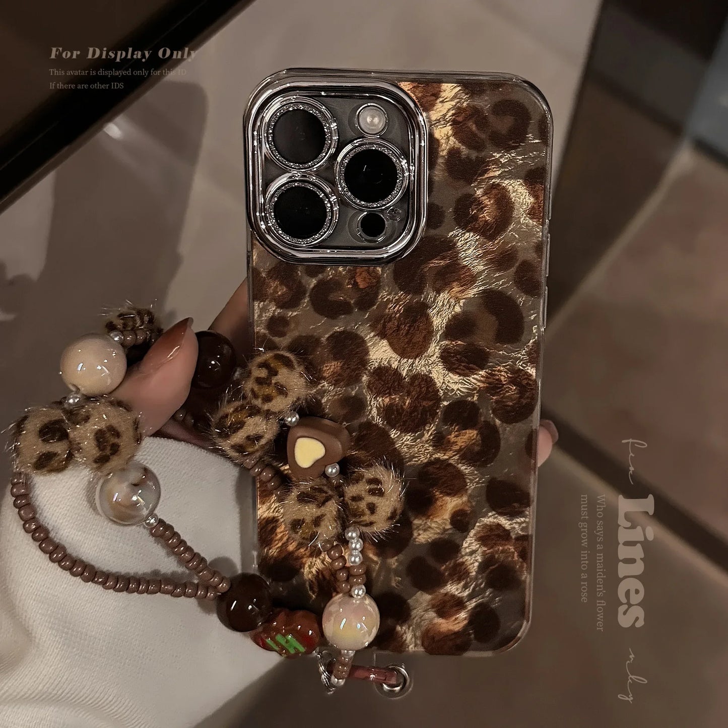 Luxury Bling Glitter Leopard Print with Lanyard Phone Case For iPhone