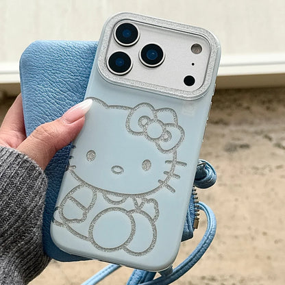 Flash Lens Blue Background Flash Powder Kitty Phone Case For iPhone