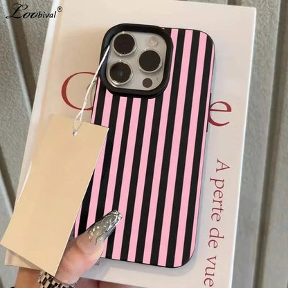 Luxury Double Color Contrast Stripe Case For iPhone
