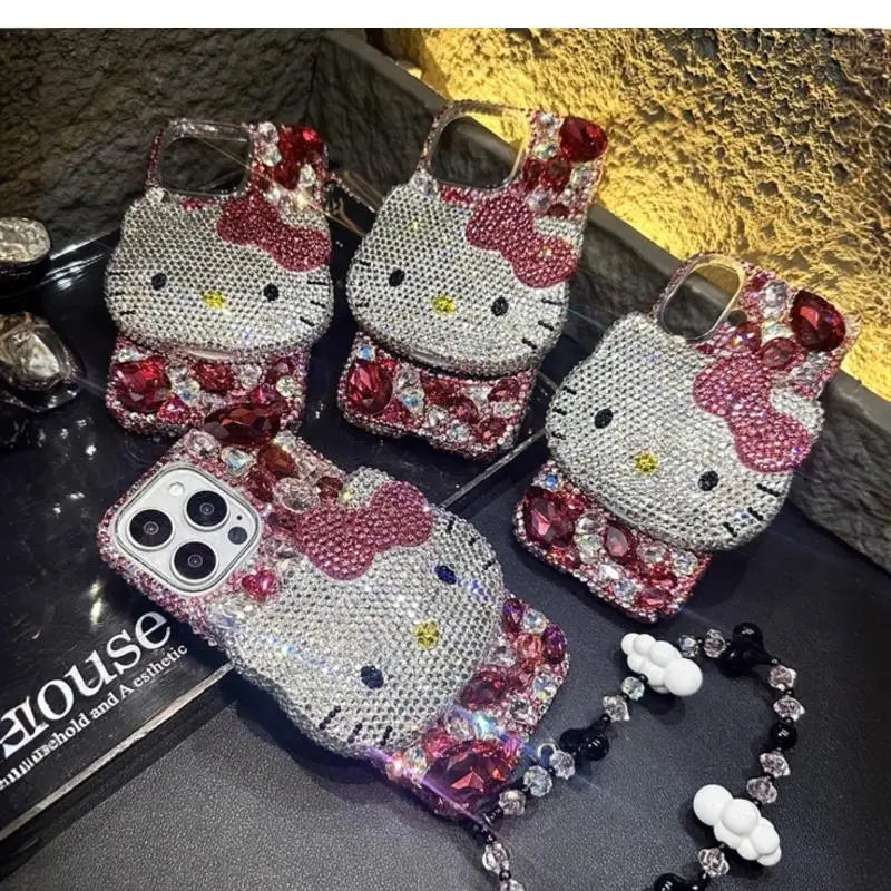 Kawaii Hello Kitty Full Drill Mobile Phone Case For iPhone