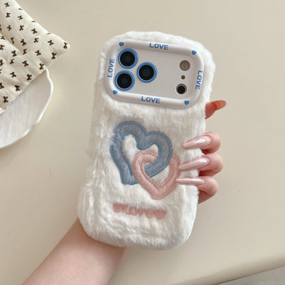Furry Double Heart Warm iPhone Case For iPhone