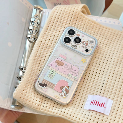 Korean Cartoon House Kitten Puppy Pattern Phone Case For iPhone