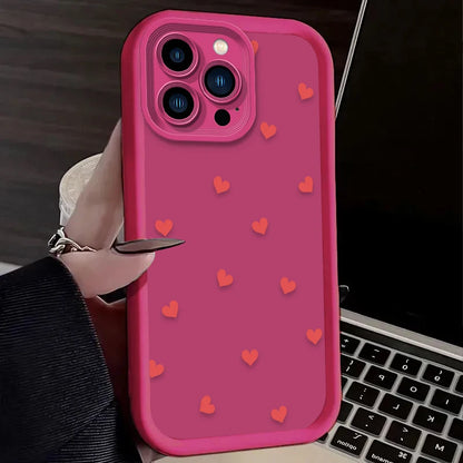 Black Small Love Heart Soft Phone Case For iPhone